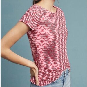 Anthropologie Postmark Bennett Embroidered Red Floral Top Size Small Cotton